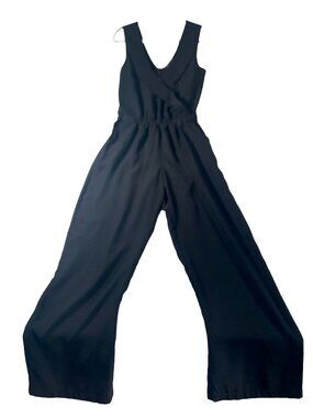 Olive & Oak Black Wide Leg Jumpsuit Size PS Flowy Minimal Chic